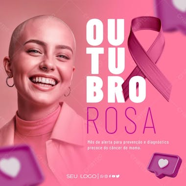 Outubro rosa mês de alerta para prevênção do câncer de mama