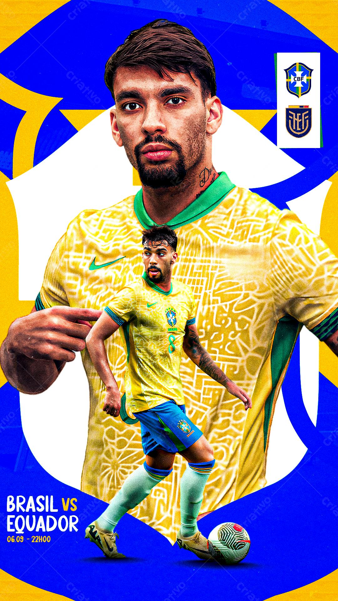Poster Brasil x Equador PSD Editável