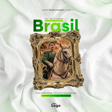 Feed quadrado dia da independência do brasil social media psd editavel