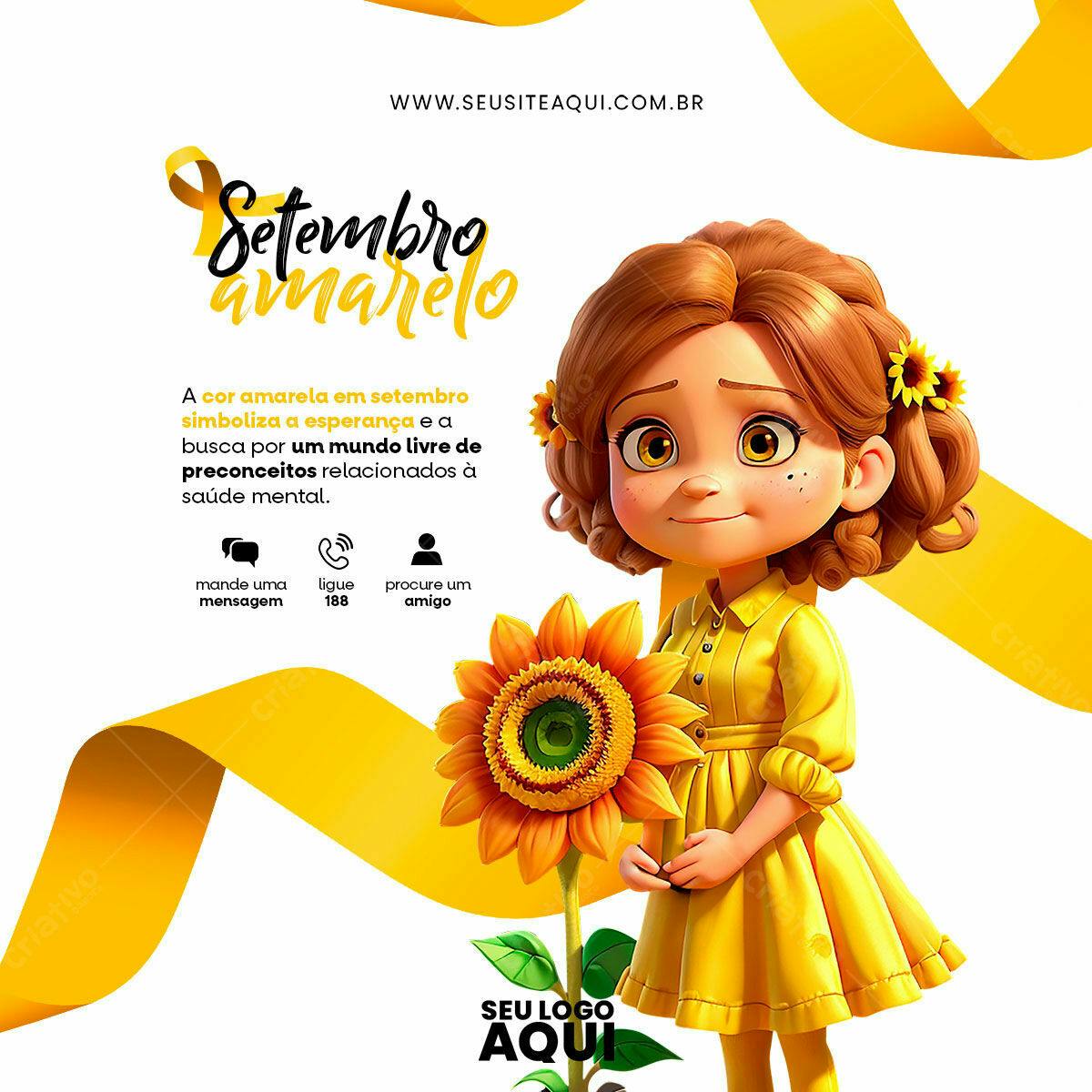 Post para Setembro Amarelo PSD Editável