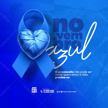 Novembro azul conscientização e prevenção do câncer de próstata feed