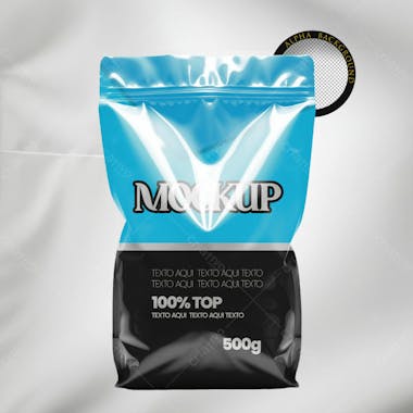 Embalagem de bolsa plástica mockup 3d psd editável 2a