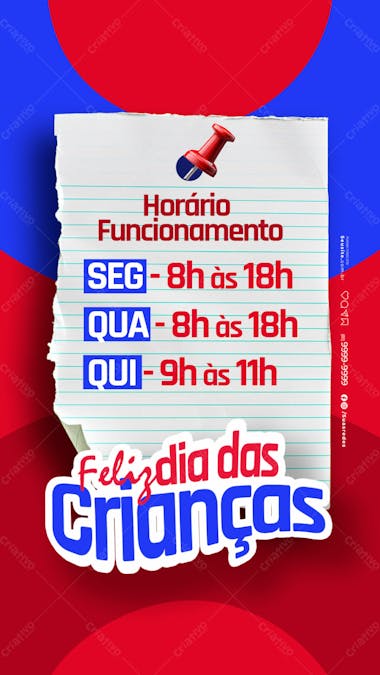 Social media horário de funcionamento dia das crianças 01