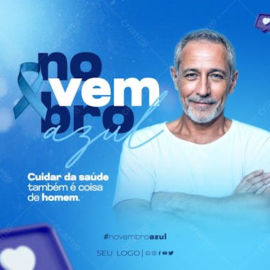 Novembro azul mês de conbate ao câncer de próstata