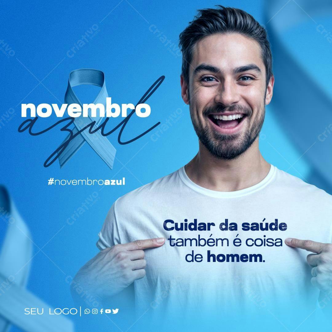 Postagem Novembro Azul PSD Editável