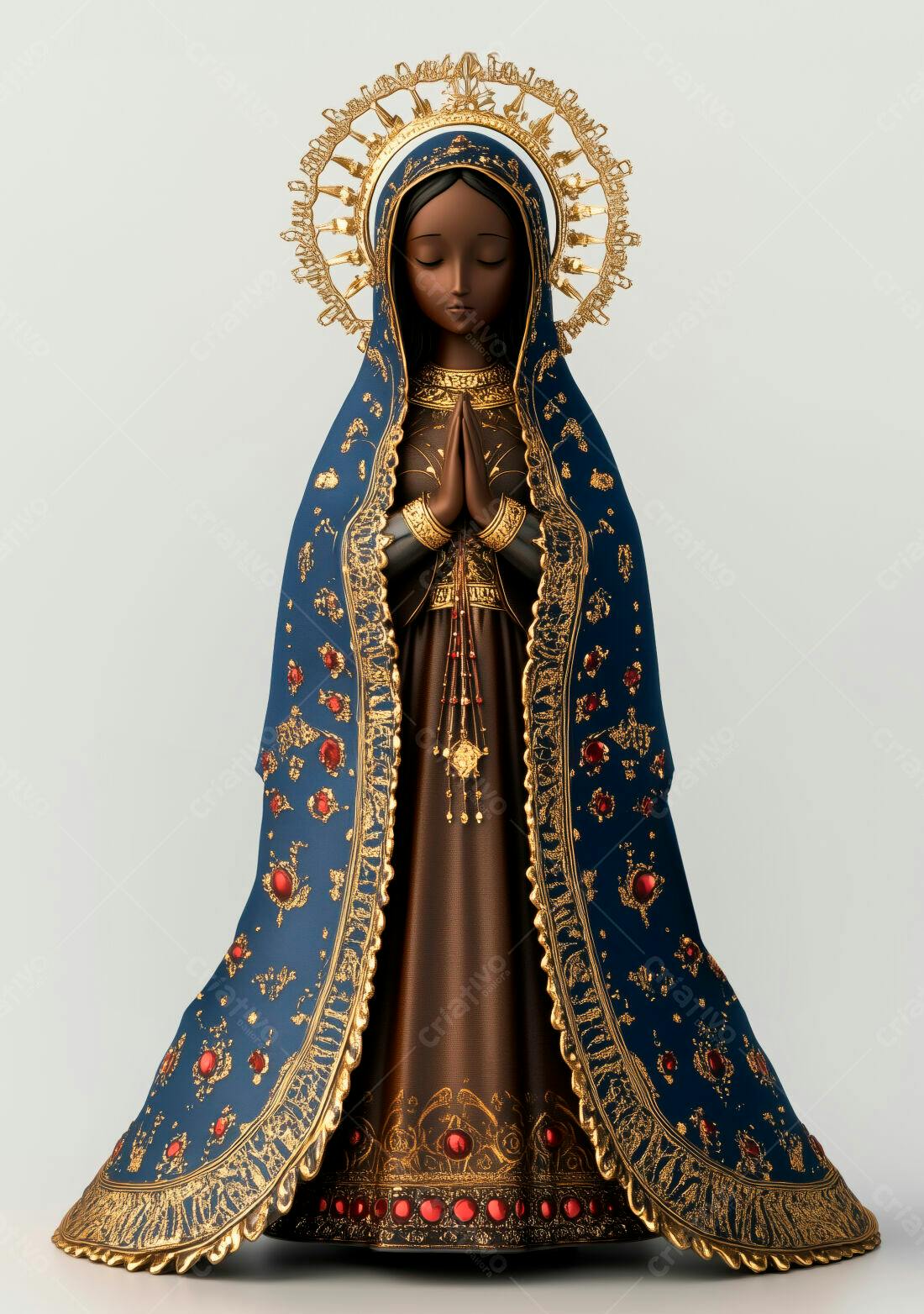 Estátua Nossa Senhora Azul e Dourado