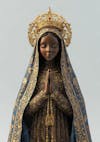 Realistic catholic ai image, our lady of aparecida patron saint of brazil, horizontal.