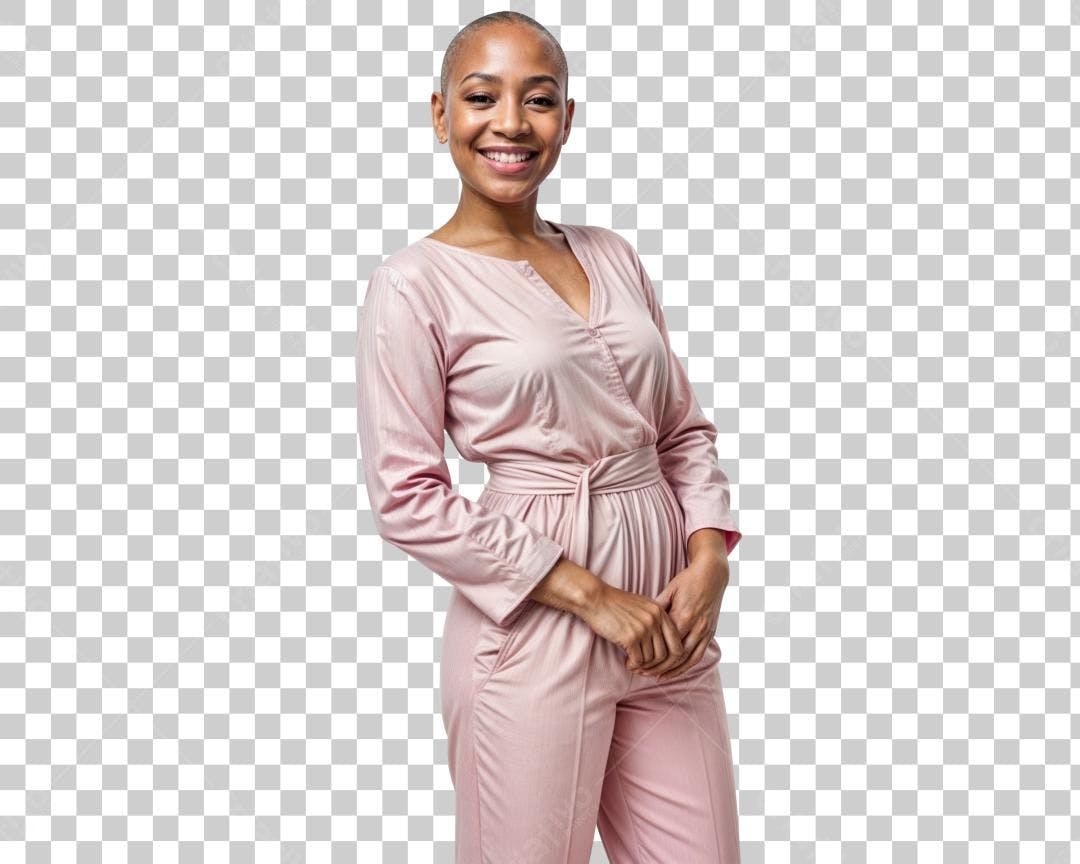 Imagem PNG Mulher Negra Roupa Rosa Fundo Transparente