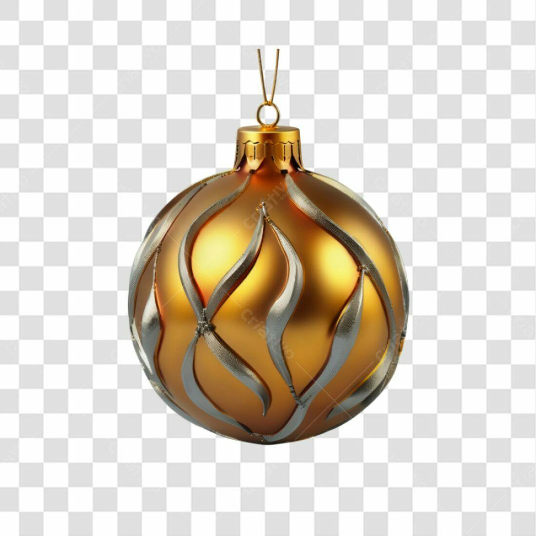 Enfeite Natalino Dourado PNG com fundo transparente