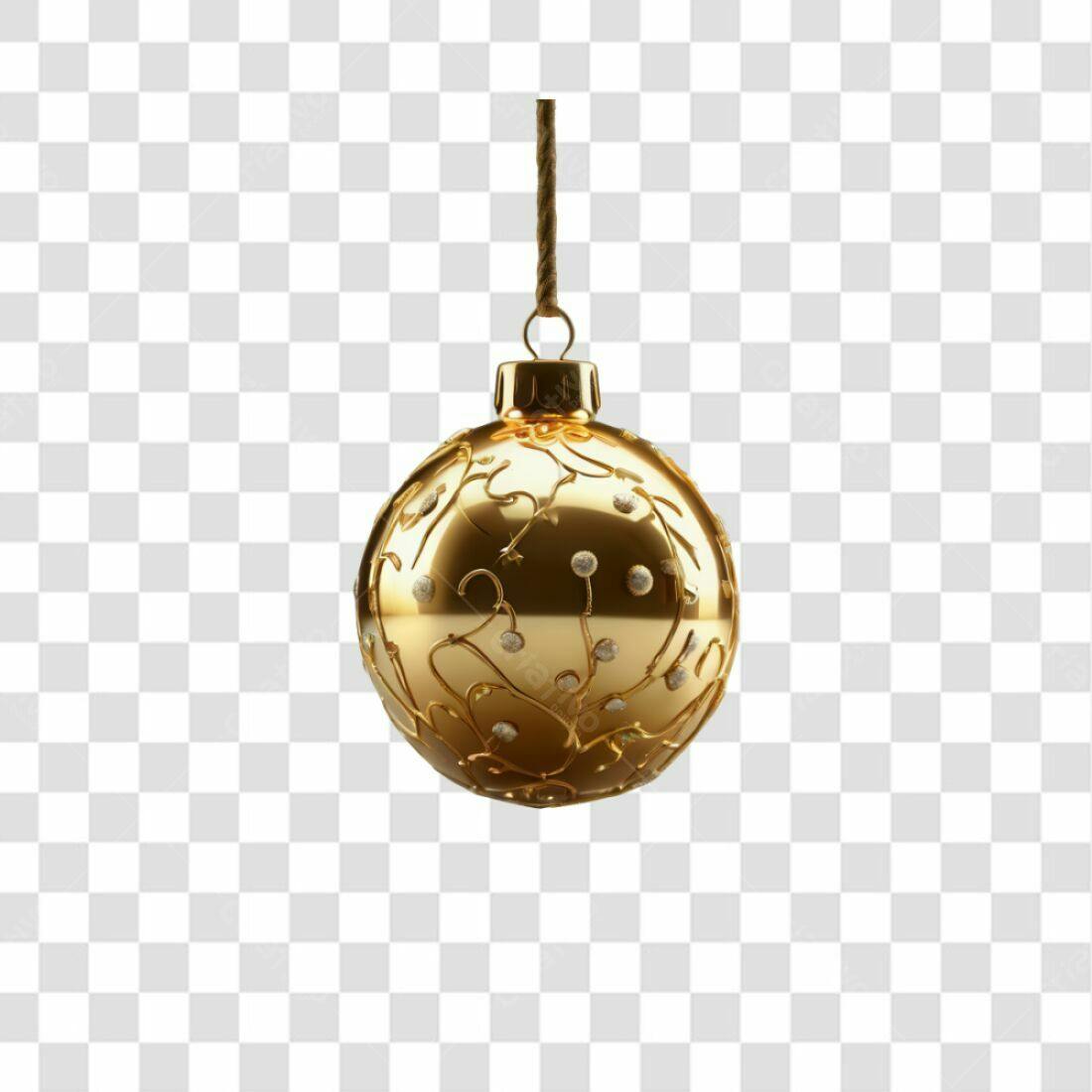 Enfeite Natal Dourado PNG com fundo transparente