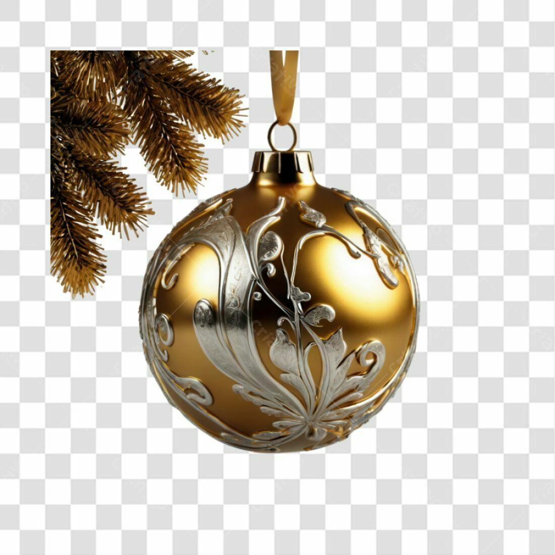 Enfeite Natalino Dourado PNG com fundo transparente