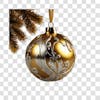 Golden christmas ball 3d png element 4k