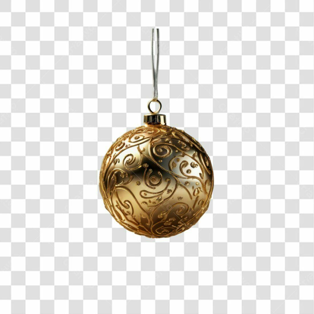 Enfeite Natalino Dourado PNG com fundo transparente