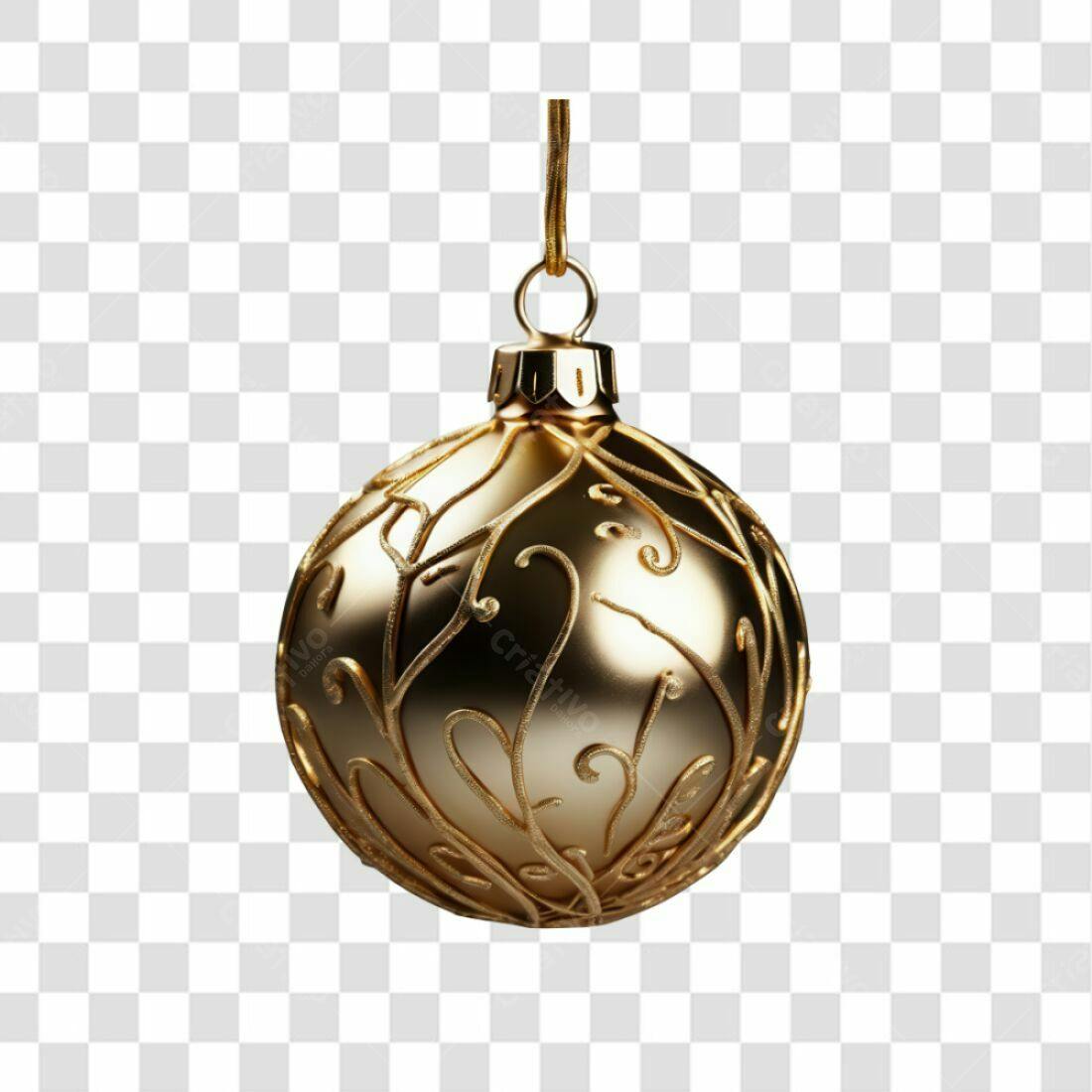 Enfeite Natalino Dourado PNG com fundo transparente