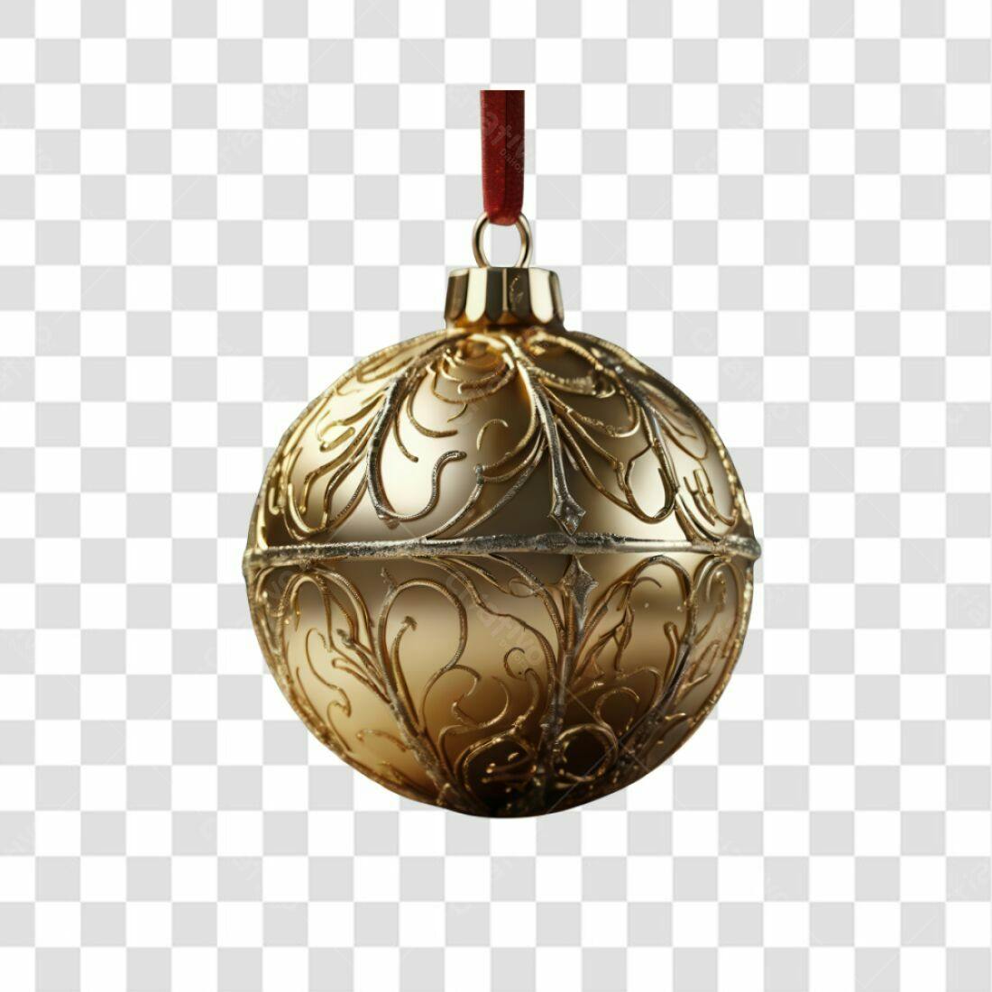 Enfeite Natalino Dourado PNG com fundo transparente