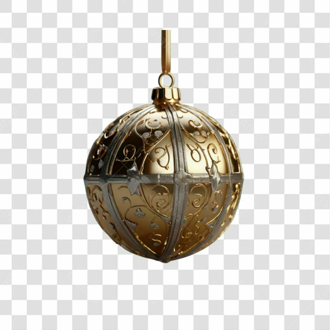 Enfeite Natalino Dourado PNG com fundo transparente
