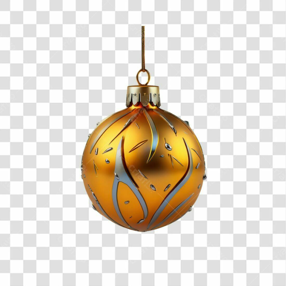 Enfeite Natal Dourado PNG com fundo transparente