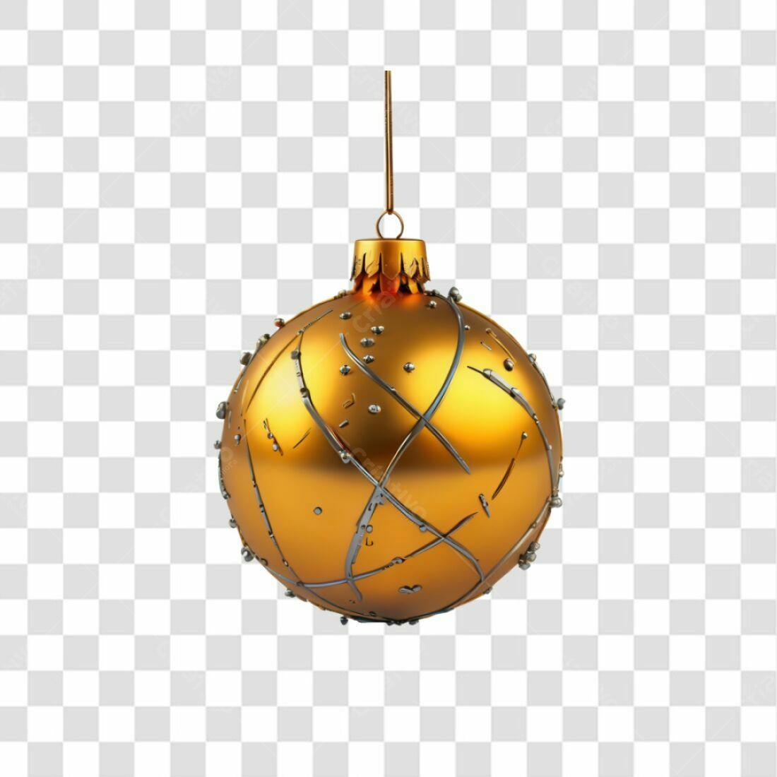 Enfeite Natal Dourado PNG com fundo transparente