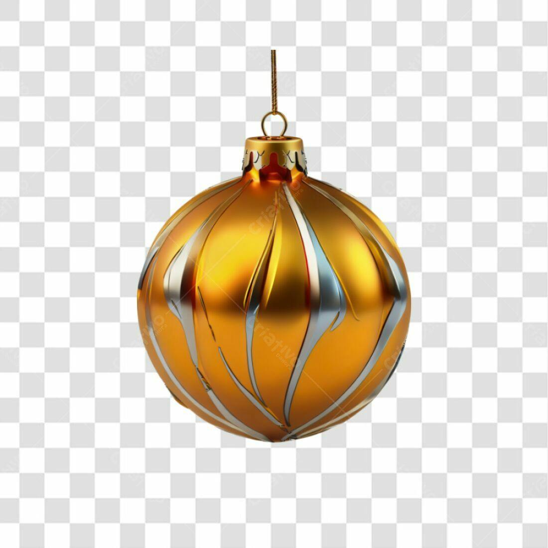Enfeite Natal Dourado PNG com fundo transparente