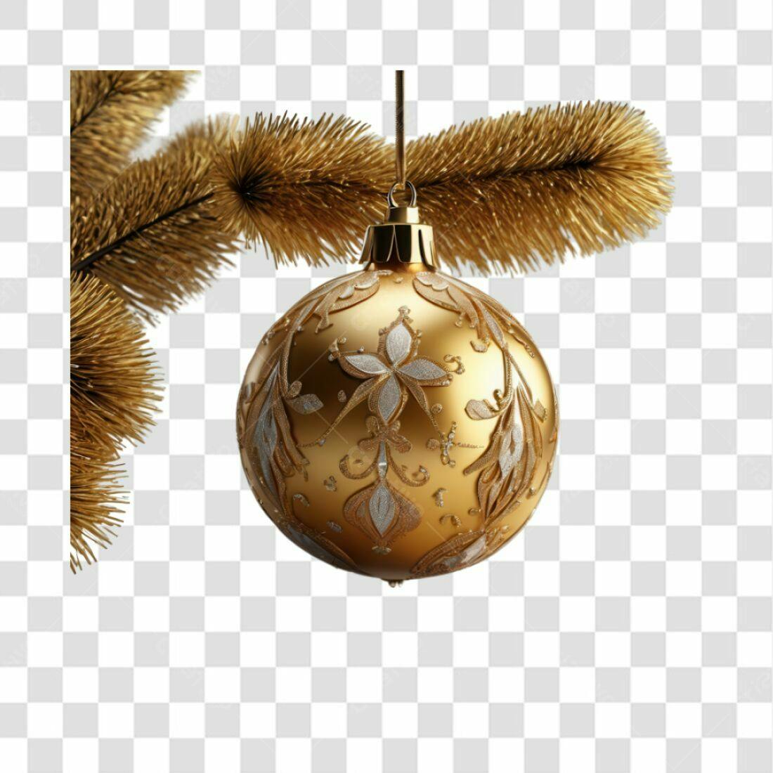Enfeite Natalino Dourado PNG com fundo transparente