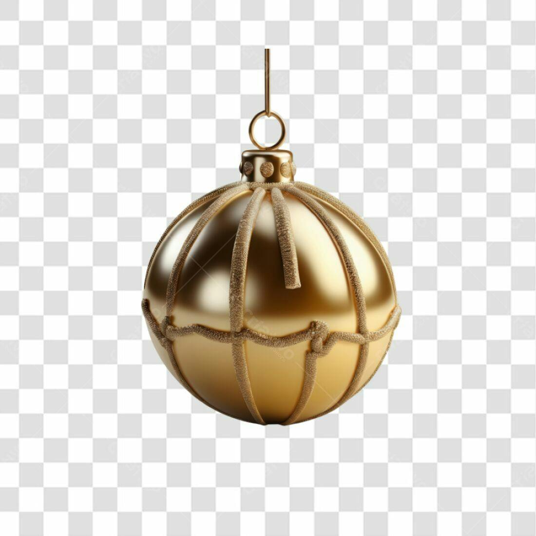 Enfeite Natal Dourado PNG com fundo transparente