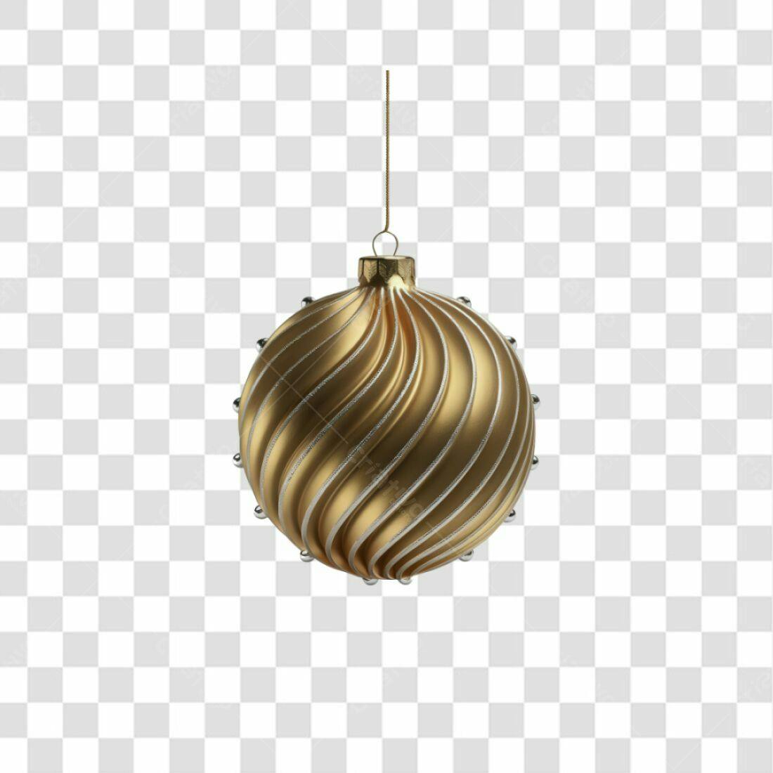 Enfeite Natalino Dourado PNG com fundo transparente