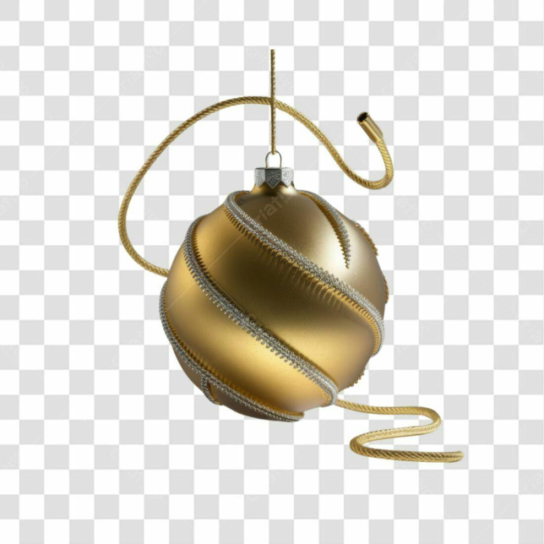 Enfeite Natalino Dourado PNG com fundo transparente