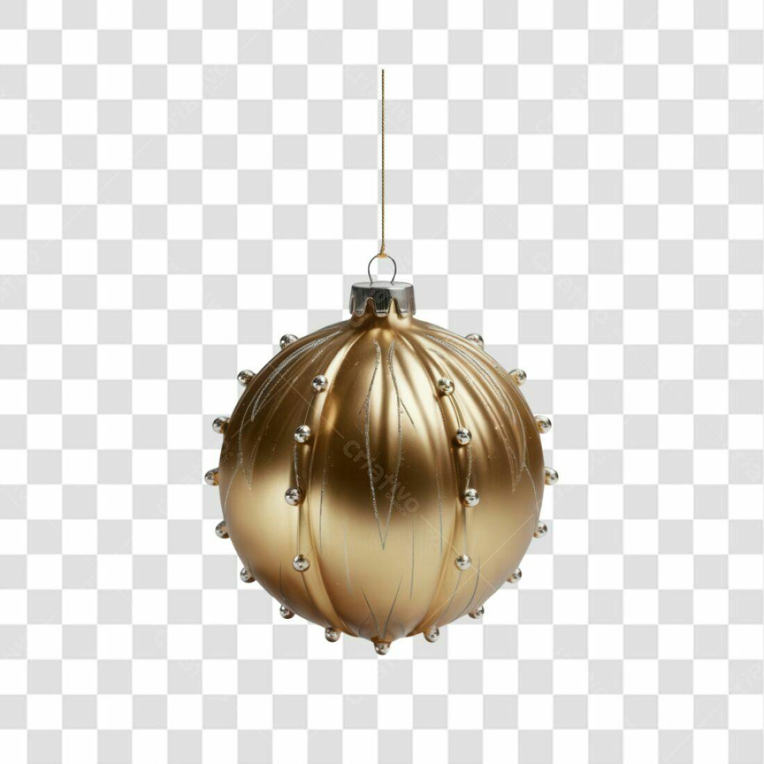 Enfeite Natal Dourado PNG com fundo transparente