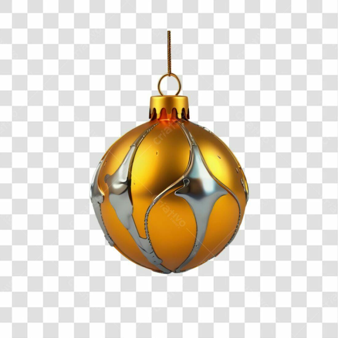 Enfeite Natalino Dourado e Prateado PNG com fundo transparente