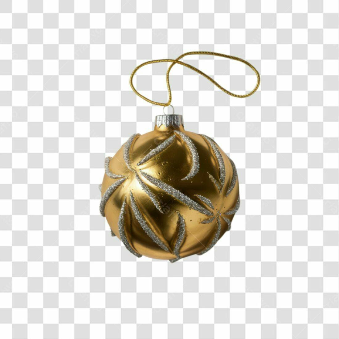 Enfeite Natal Dourado PNG com fundo transparente