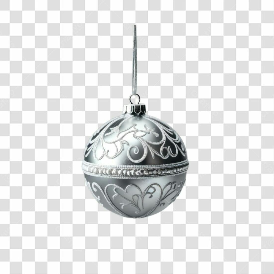 Enfeite Natalino Prata PNG com fundo transparente
