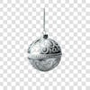 Silver and gold christmas ball, 3d element png 4k