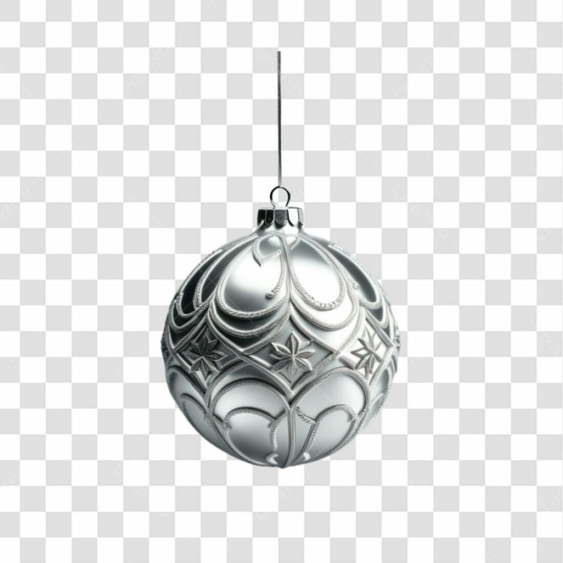 Enfeite Natalino Prata PNG com fundo transparente