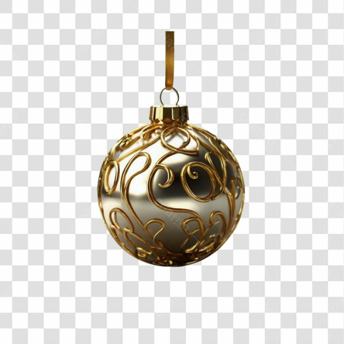 Enfeite PNG Natal dourado com fundo transparente
