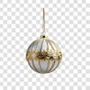 Silver and gold christmas ball, 3d element png 4k