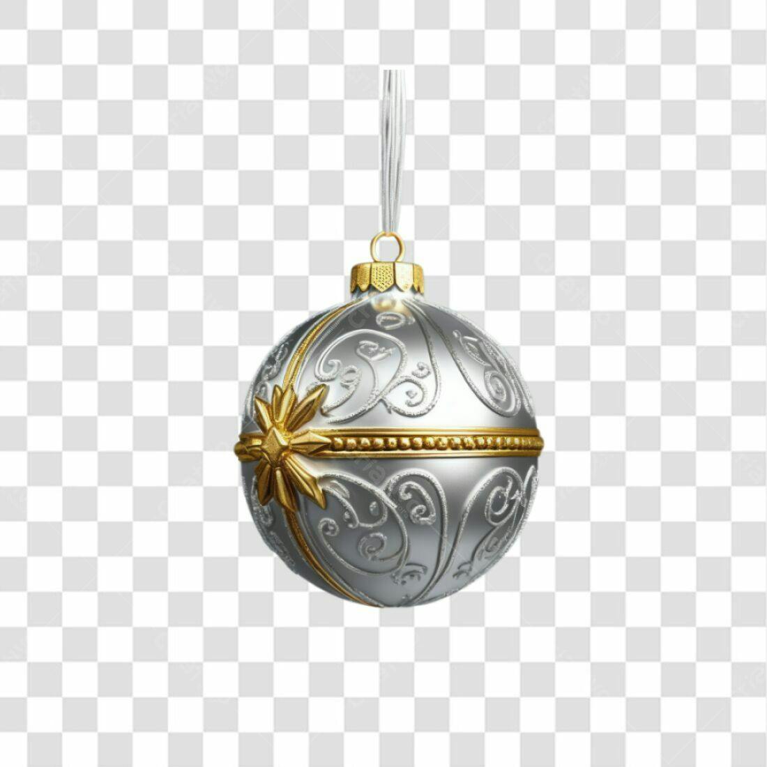 Enfeite Natalino Prata e Dourado PNG com fundo transparente