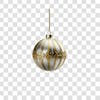 Silver and golden christmas ball 3d png element 4k