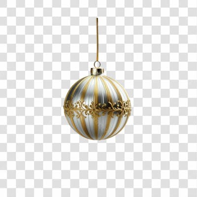 Bola De Natal Prata E Dourada Elemento 3D Png 4K