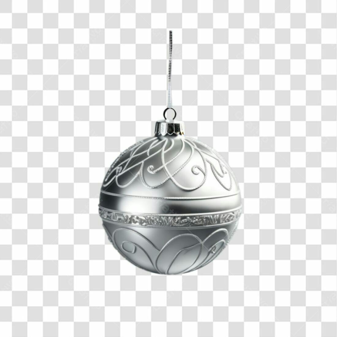 Enfeite Natalino Prata PNG com fundo transparente