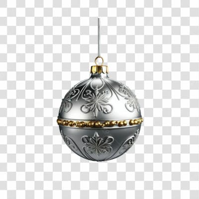 Bola De Natal Prata E Dourada Elemento 3D Png 4K