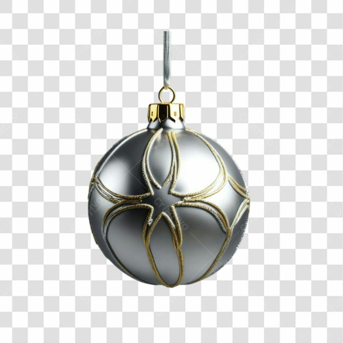 Enfeite Natalino Prata e Dourado PNG com fundo transparente