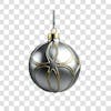 Silver and gold christmas ball 3d png element 4k