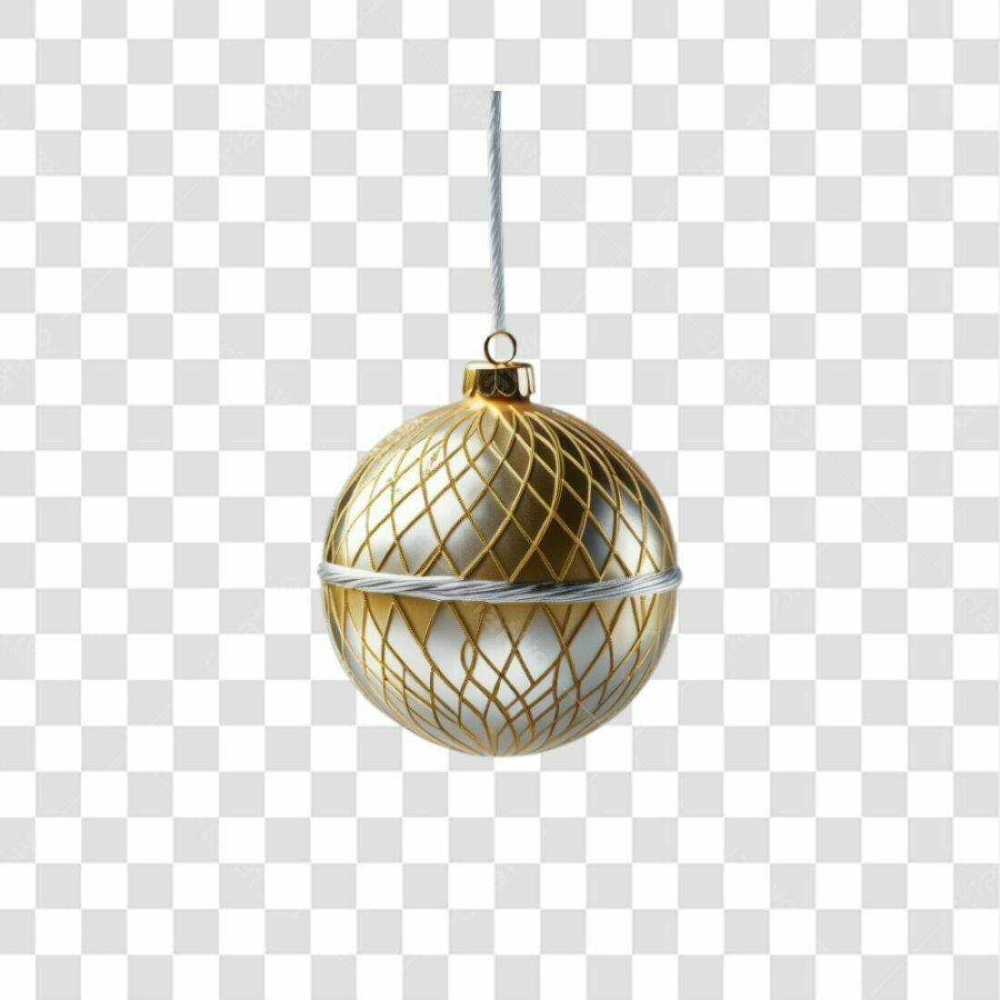 Enfeite Natalino Dourado e Prata PNG com fundo transparente