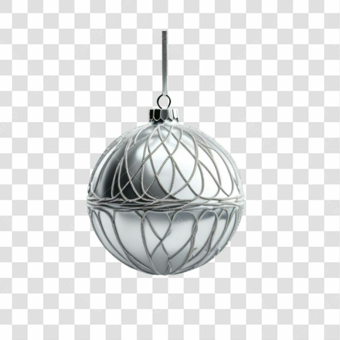 Enfeite Natalino Prata PNG com fundo transparente