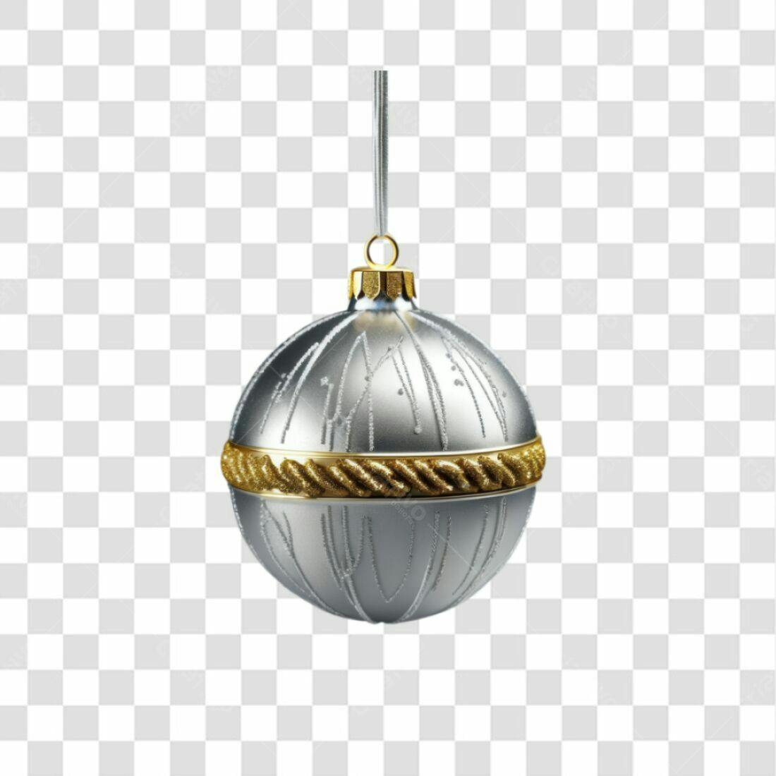 Enfeite Natalino Prata e Dourado PNG com fundo transparente