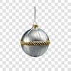 Silver and gold christmas ball 3d png element 4k