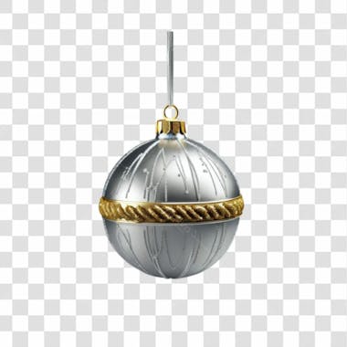 Bola de natal prata e dourada elemento 3d png 4k