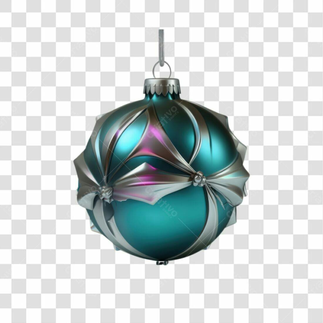 Enfeite de Natal Verde e Prata PNG com fundo transparente