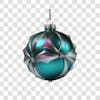 Silver and green christmas ball 3d element png 4k