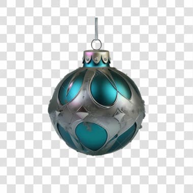 Bola de natal prata e verde elemento 3d png 4k